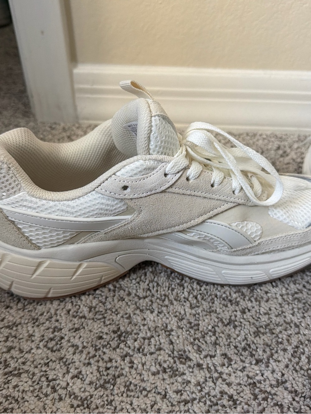 Reebok White and Cream Mesh Trainer Sneakers